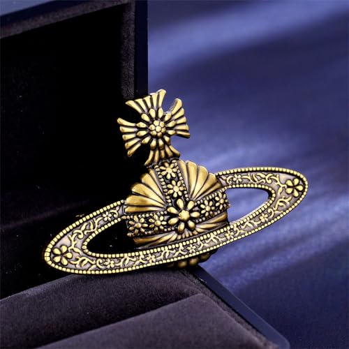 Image of Dreuyet Saturn Planet Brooch Pin for Women Ladies Dainty Rhinestone Star Lapel Pin Cubic Zirconia with Crystal Planet Brooch Fashion Dress Accessories Jewelry for Suit Clothing Jackets Badges