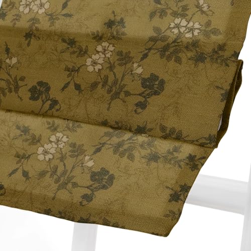 Image of TWOPAGES No Drill Cordless Vintage Floral Print Roman Shades Linen Textured Roman Blinds for Windows, Custom Made Room Darkening Light Filtering Roman Window Shades, Copper, 1 Piece