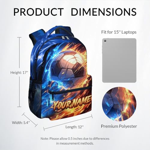 Boys Backpack, Personalized Soccer Backpacks for Kids, 17" Sports-Themed Bookbag for Elementary Kindergarten, Custom Sports Theme School Bag3
