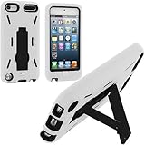 White / Black Hybrid Rugged Hard Silicone Case Cover w/ Stand for Apple iPod Touch 5th Generation 5G 5