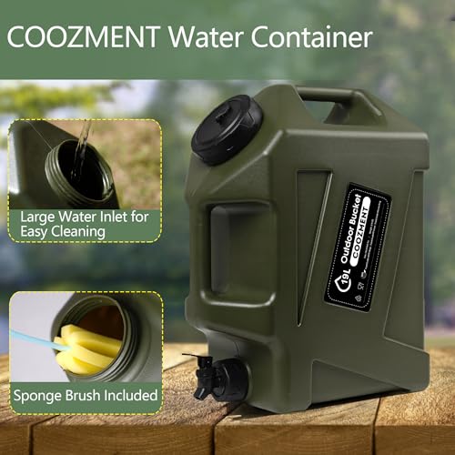 3.2 Gallon/5 Gallon Water Containers with Spigot, BPA Free Water Jug, Military Green Water Tank, Multifunction Water Storage Containers for Camping Outdoor Hiking,Emergency Stroage - Image 6