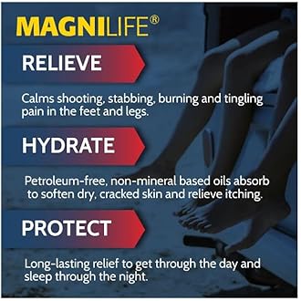 MagniLife Pain Relieving Foot Cream, 2 x 4 oz Jars, Soothing Relief for Soreness, Pain, Burning, Tingling, Itching or Sensitivity in Feet & Legs, Moisturizing & Hydrating Foot Cream, No Petroleum