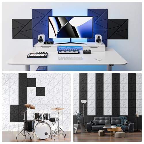 Image of 18 Pack Acoustic Panels with Self-Adhesive, 12 inchX 12 inchX 0.4 inchSound Proof Foam Panels, Sound Panels High Density, Soundproof Wall Panels for Home Studio Office-Black