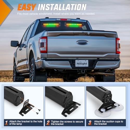 Image of Nilight 162 LED Traffic Advisor Strobe Light Bar w /Controller Amber Green | 2 in 1 Emergency Warning Hazard Lights 4 Switchable Color 36 Flash Pattern for Trucks Cars Tow Plow Construction Vehicles