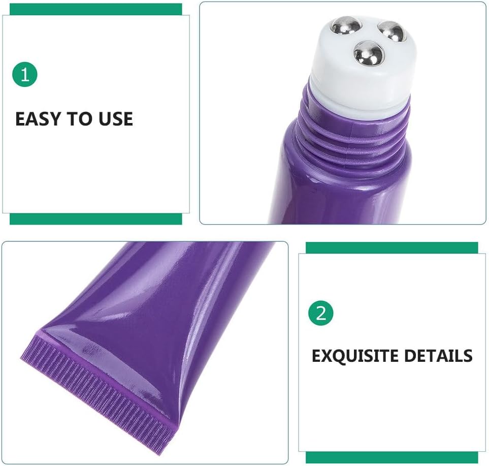 Ipetboom 4Pcs Empty Roller Ball Eye Cream Tubes 4.92In Travel Lotion Dispenser Portable Refillable Squeeze Bottles for Essential Oil Skincare All Skin Types