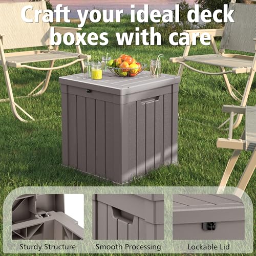 Image of NUNU LAB Outdoor Storage Box 40 Gallon,Package Delivery Box for Outside, Parcel Drop deck boxes waterproof, Lockable Lid Porch Storage Bin For Package Delivery,Patio,House, Curbside,Grey