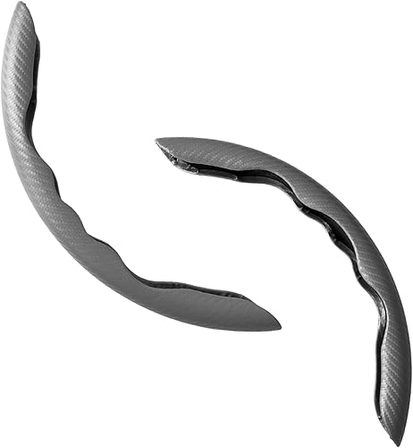 Miniatura 6 de Accesorios para el interior del coche Cubierta del volante de mariposa Cubierta del volante de fibra de carbono antideslizante (negro)