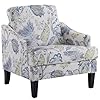 Bezseller floral accent chair upholstered armchair with solid legs modern leisure single sofa chair mid century comfy reading side chair for living room bedroom home office blue floral  urban country home decor
