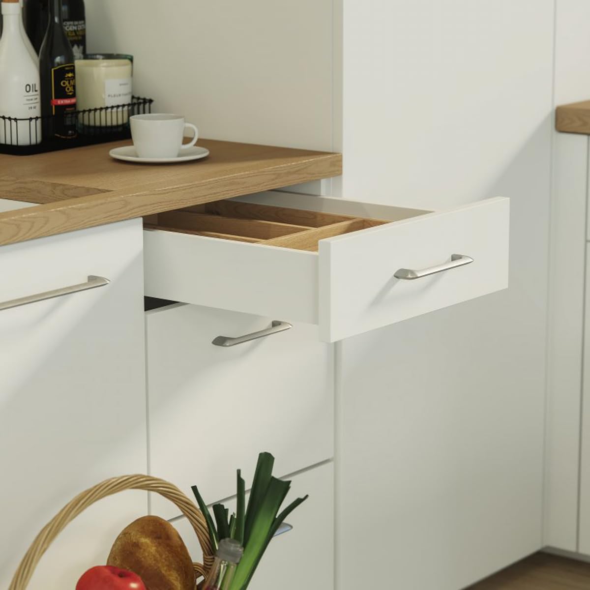 MS Beschläge Stahl Schubkastensystem Weiß Schubladen-Set Schubladensystem 40kg Traglast Unterflurführung Vollauszug Soft Close Schubladenauszug (Länge: 500mm, Höhe: 86mm)