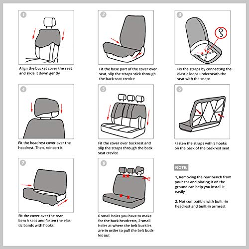 Image of AUTOFAN Zebra Car Seat Covers for Full Set with 2 Seat Belt Pads & Universal 15 Inch Steering Wheel Cover Fit for Cars, Trucks, SUV, or Van