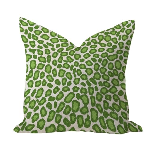 Cheetah Leopard Print Animal Green Comfortable Pillow Cover Modern Patio Pillow Cushion Case Wild Animal Fur Print Square Cotton Linen Pillowcases for Home Decor Outside Bed Bench 16x16in