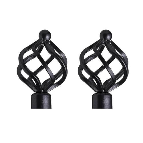 Lister Cartwright Gun Metal (Metal Cage Finials) 19Mm Curtain Pole Ends Finials Pack Of 2 Adjustable Screws Available In Colours