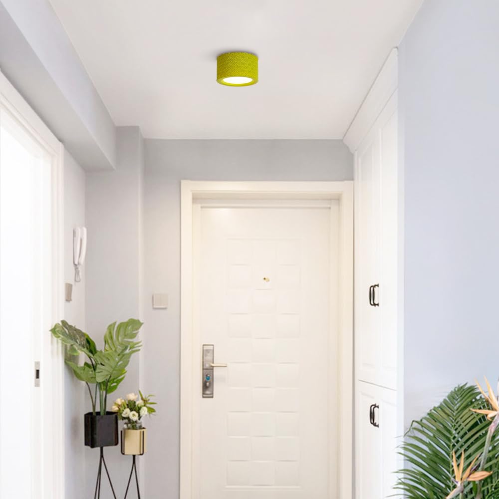 Nordycka Nowoczesna Sufitowa Led Z Półpłaską Powierzchnią, Miniaturowa Oprawa Oświetleniowa Z Żywicy, Cylindryczna Sufitowa Do Przedpokoju I Na Ganek, Do Sypialni/Jasnozielony/Mały