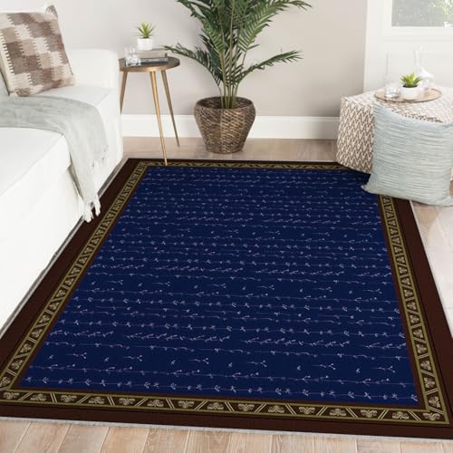 Tapis Lavable 100x150 Area carpette Minimalist Vine Trellis Vintage Descente de lit Indoor Floor Cover Navy Blue Cuisine Salon Girl Chambre Salle a Manger Soft Decorative