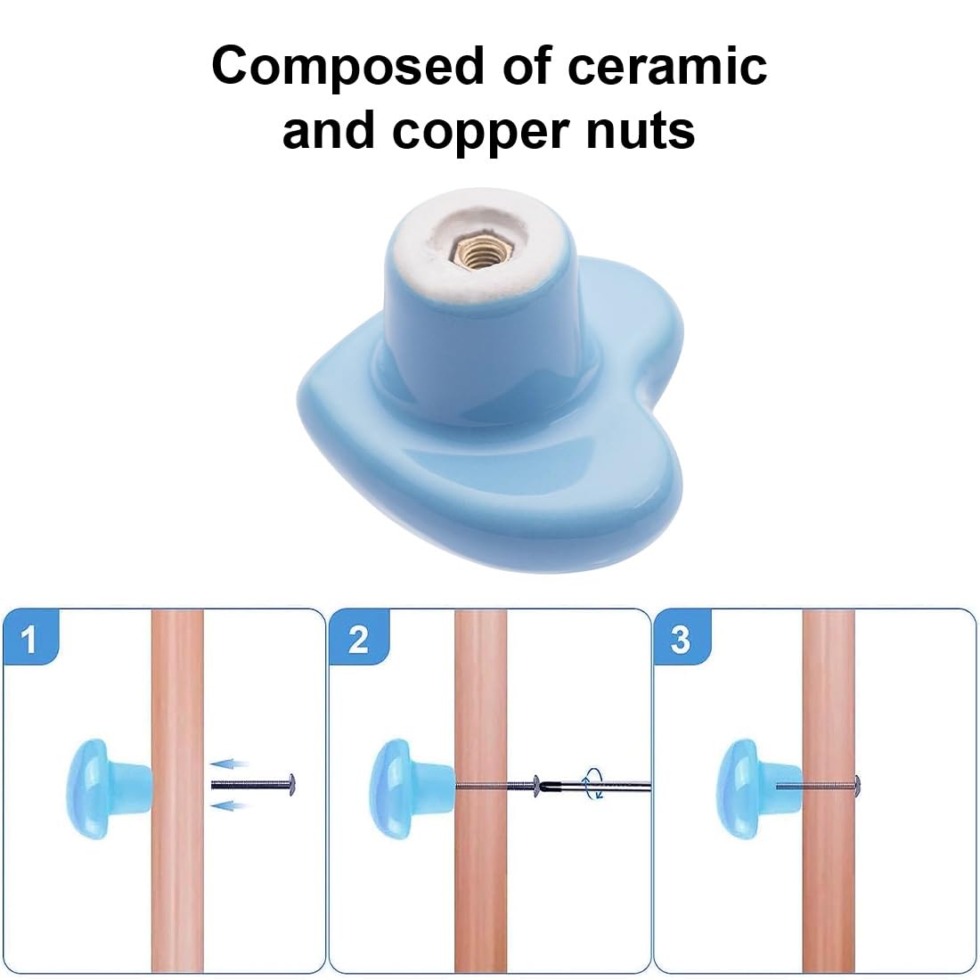 6 boutons de meubles en céramique en forme de cœur colorés pour chambre d'enfant, boutons d'armoires et tiroirs, poignées d'armoire et de cuisine