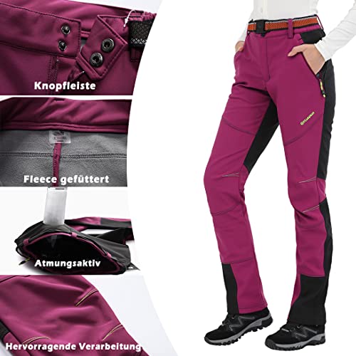 Softshellhose Damen Micosuza Fleece Wanderhose für Outdoor-Aktivitäten