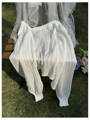 SOLY HUX Women's Plus Size Hollow Out Knit Crop Cardigan Sweater Open Front Long Sleeve Lightweight Tops Knitwear3