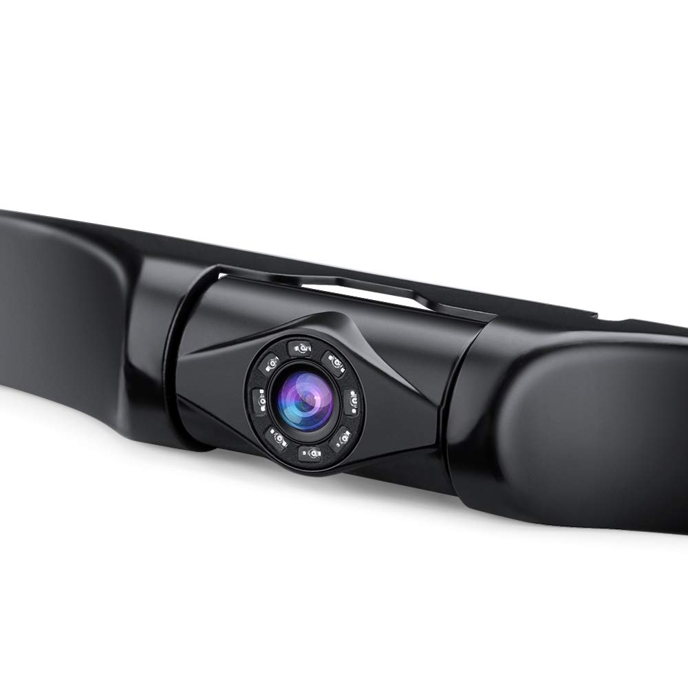 HD Car Backup Camera, Rear/Front View Camera 170° Wide Angle 8 LED Night Vision Zinc Black Chrome Alloy Shell IP68 Waterproof Shockproof Vehicle License Plate Reverse Camera Fit All Vehicle