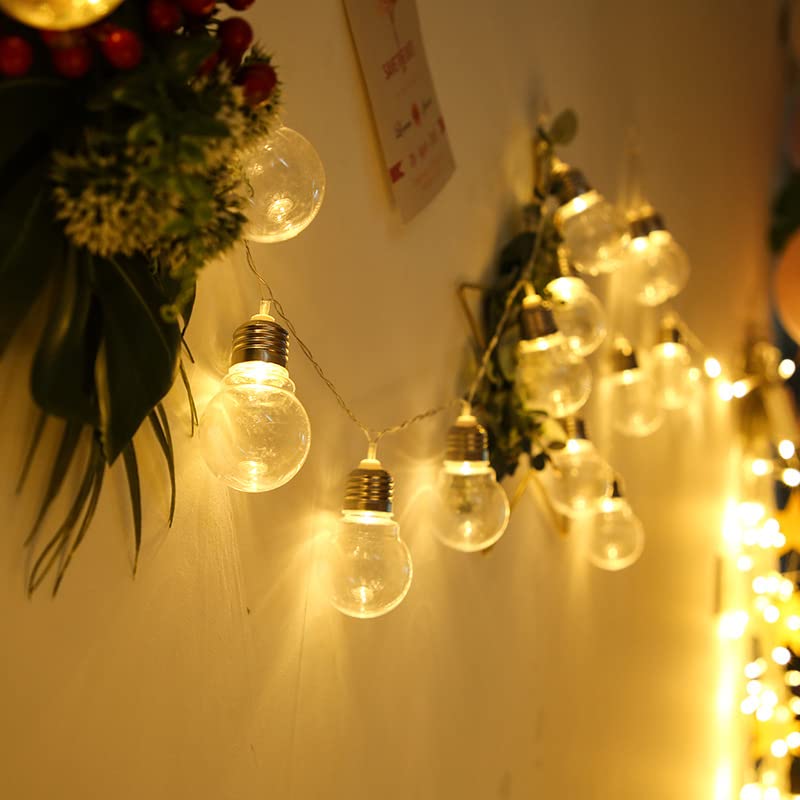 Luci a LED a sfera trasparenti a LED, lampadine Edison a batteria per feste di matrimonio in giardino, decorazioni natalizie (6M40LED)
