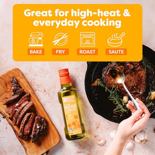 Image of BetterBody Foods Refined Avocado Canola Oil 50 /50 Blend, Non-GMO Cooking Oil, Gluten Free, Kosher, Frying, Baking, 500 mL, 16.9 Fl Oz