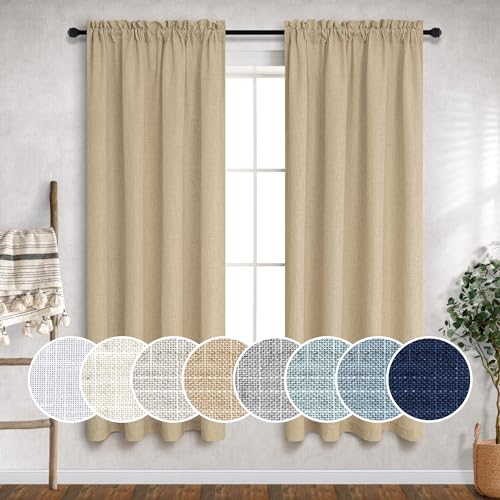 Tan Beige Curtains 63 Inch Length for Boys Bedroom 2