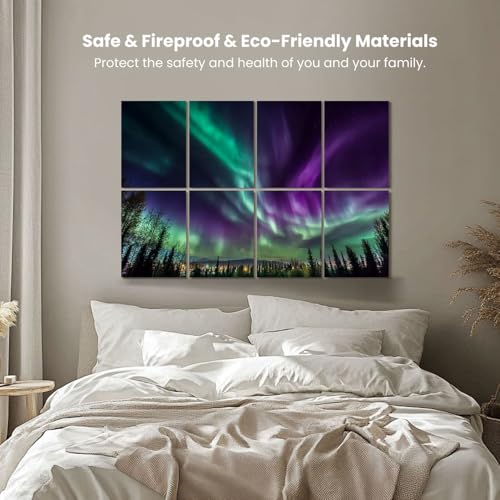 Paneles Acústicos Artísticos GAROLINAPW Paquete de 8 Piezas 48x32 Pulgadas Púrpura Verde Northern Lights miniatura 4