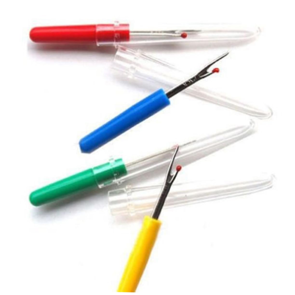 Housoutil 24pcs Plastic Handle Large Seam Ripper Cap Sewing Thread Unpicker for Fine Work Random