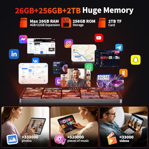 Image of Android Tablet with Keyboard - Android 16 tablet with 26GB+256GB+2TB Expand, 10 inch Tablet with 8-Core, Gemini AI, 5G WiFi, 8000mAh, GPS, GMS, Electronic Tablet PC with Case /Mouse /Stylus-Black Case