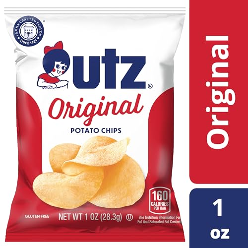 Utz Original 1 Oz Bags, 42 Count Crispy Potato Chips Made from Fresh Potatoes, Crunchy Individual Snacks to Go, Cholesterol Free, Trans-Fat Free, Gluten Free Snacks