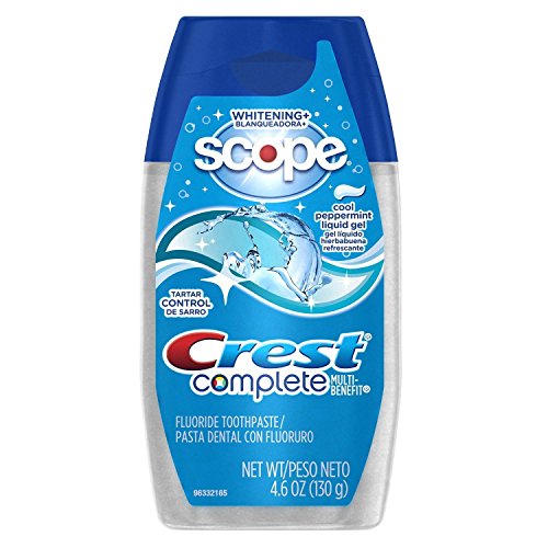 Crest Complete Whitening Plus Scope Liquid Gel Toothpaste, Cool Peppermint, 4.6 Ounces (Pack of 3)