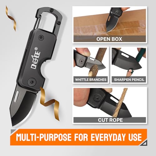 Image of Pocket Knife for Men Gifts, Stocking Stuffers for Men - Christmas Bulk, Keychain Edc Gift with 1.56inch Blade - Small Folding Knives for Everyday Carry, Box Cutter - Gadgets for Camping, Hiking