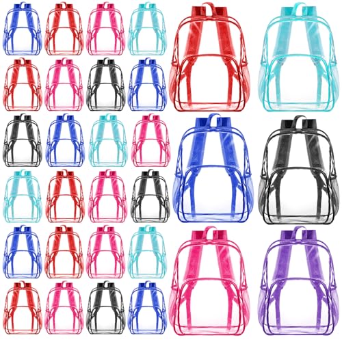 Image of Amylove 48 Pcs Clear Backpack bulk for Stadium Events Heavy Duty PVC Transparent Bookbag for College Workplace Security (15 Inches,Multicolor)
