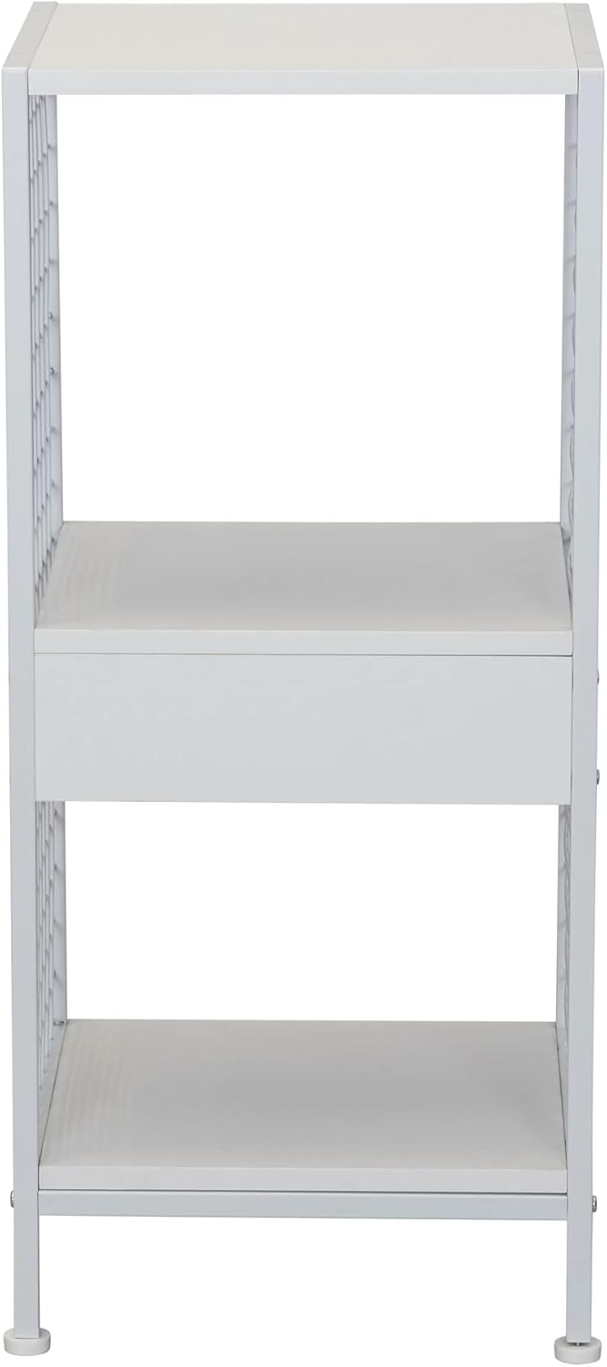 Household Essentials Trellis Open Storage Bookshelf with 2 Cube Compartments Scandinavian White and White Metal