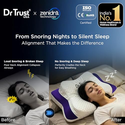Image of Dr Trust USA 399 Cervical Butterfly Pillow for Neck & Shoulder Pain Relief, Orthopedic Memory Foam Pillow with Ergonomic Contour Design, Dual Height Support