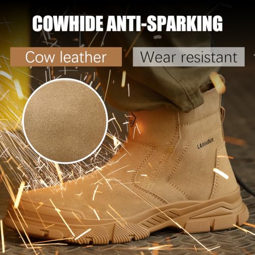 GLANOUDUN Zipper Steel Toe Boots