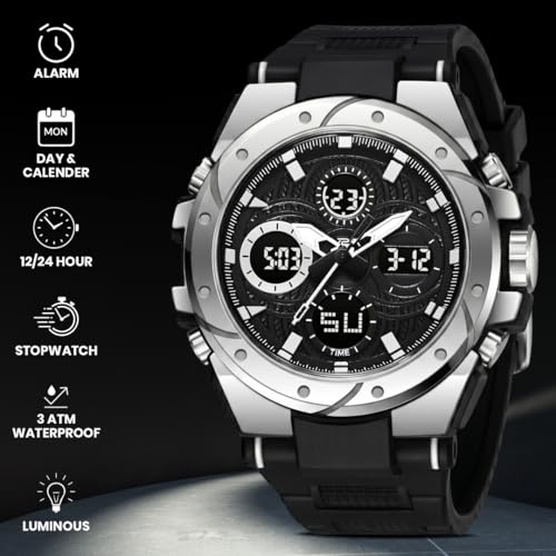 Image of V2A Stryke-VOLTRIX 5130 Analog-Digital Sports Watch for Men | Layered Dial Design | Bold Urban Performance Watch with 50M Water Resistance, Alarm, Stopwatch, Day-Date & Backlight