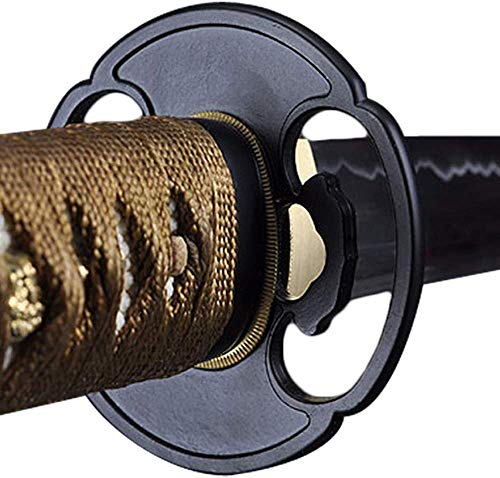Handmade Sword - Fully Practical Samurai Katana Sword, 1045 Carbon Steel, Hand Forged Heat Tempered, Full Tang, Sharp, Brown Scabbard