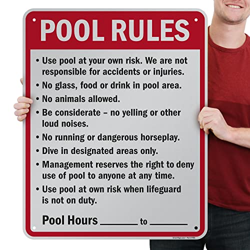 Señal de Reglas para Piscina de Aluminio 30 x 24 in miniatura 2