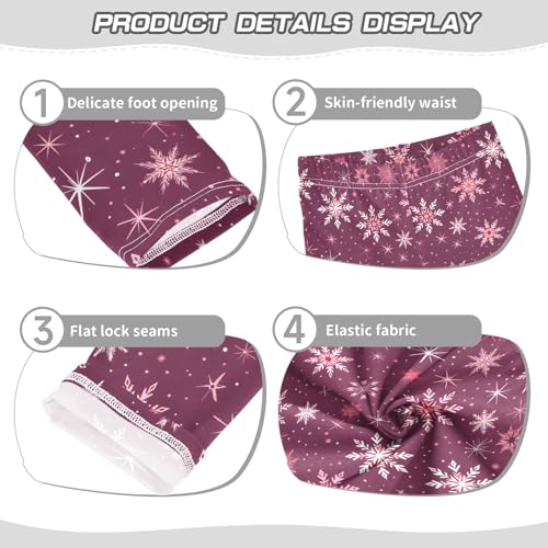 Girls' Athletic Leggings Ankle Length Yoga Dance Pants Kids Teen 4T Snowflakes3
