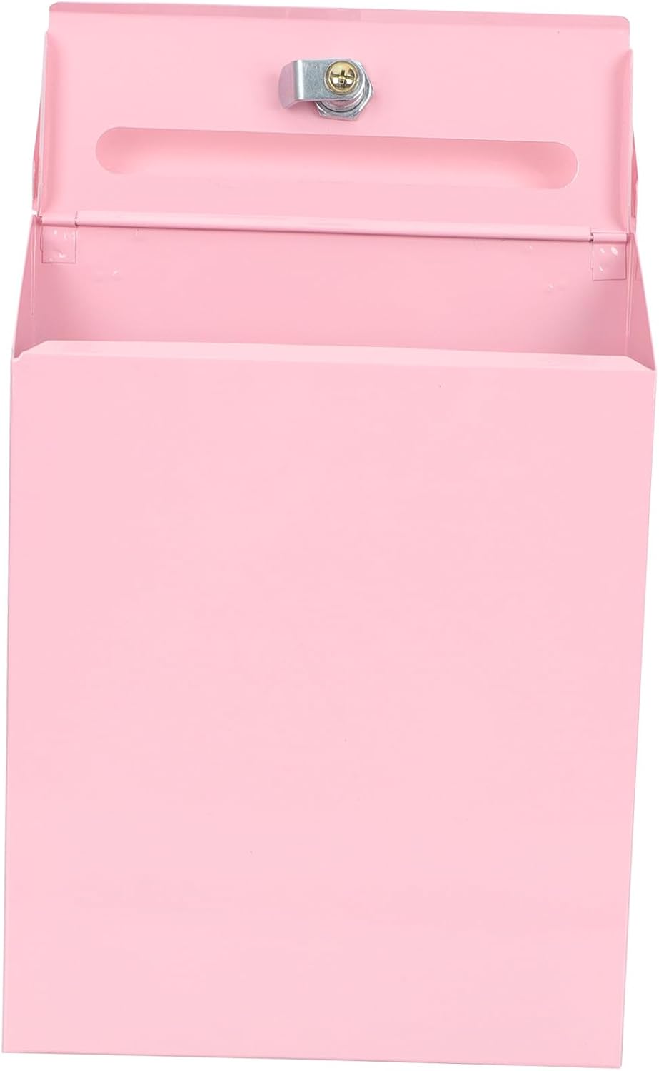 Wall-Mounted Iron Mailbox with Lock, Pink Multi-Function Drop Box Mail Accessory for Household and Office Use