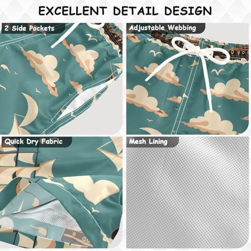 OREZI Boys Swim Trunk Shorts Piracy Ship Bathing Suit for Toddler Kids Teens3