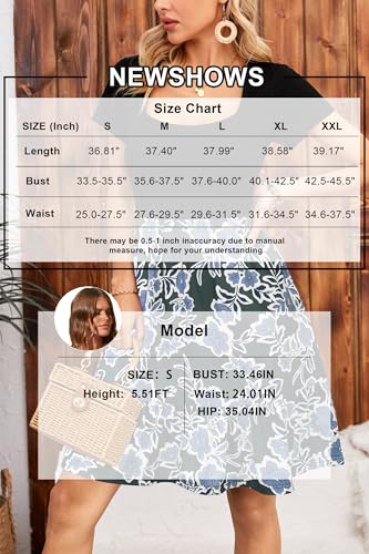 Image of Newshows Women's 2026 Summer Casual Square Neck Ruffle A Line Beach Vacation Sundress Work Business Dress with Pockets