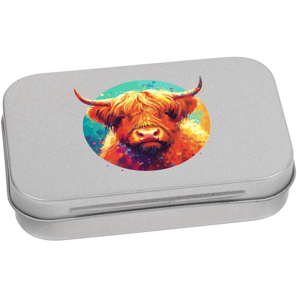 Azeeda 95mm 'Highland Cow' Metal Hinged Tin/Storage Box (TT00244113)