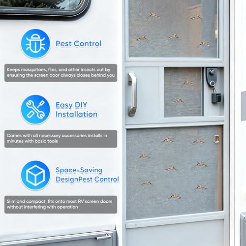 Cierrapuertas de pantalla RV de aluminio con tensión ajustable para caravanas 4