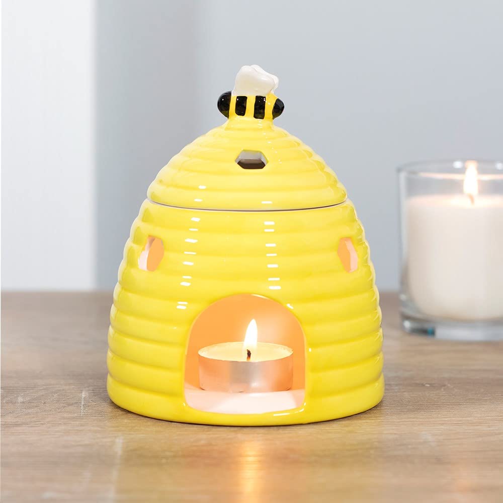 Tech Island Wasbrander, Bijenkorf Keramische Wax Smeltbranders, Wax Melts, Aromatherapie Diffuser, Olie Diffuser, Etherische Olie voor Diffusers voor Huisdecoratie, Luchtverfrissers, Kamerinrichting (Witte Bijenkorf