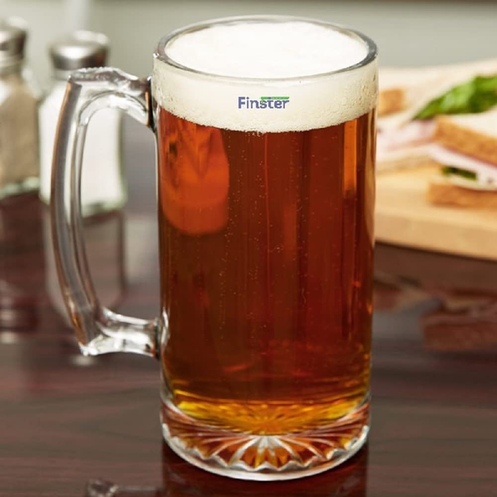 FINSTER Glass Classic Stylish Handle Beer Mugs Set of 12-400ml, Transparent (Premium for Party Style Imported Mug) - Image 6 thumbnail