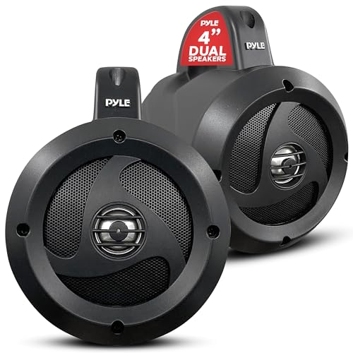 Pyle 4” Waterproof Off-Road Speakers, 900W Compact Power Sport Speaker System for ATV, UTV, 4x4, Jeep, Marine Vehicles, Weatherproof, 2-Way Full Range Stereo, Bass Boost, Roll-Bar Mount (Pair)