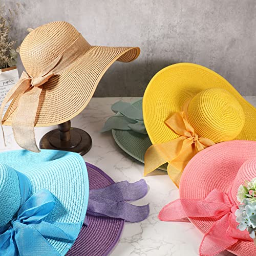 Gorro playero de paja con ala ancha para mujer miniatura 4