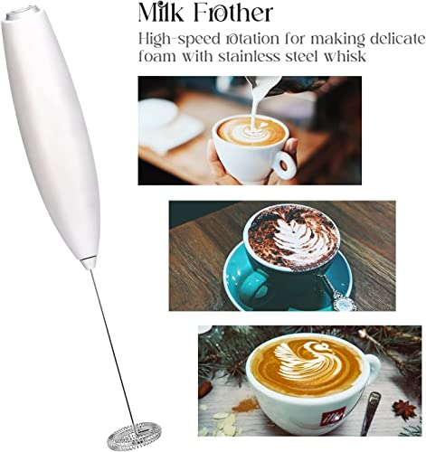 Image of Unleash the BARISTA in you with BAZIX Milk Frother with FREE 16 TYPES of STENCIL DESIGNS worth Rs. 300 for making Cafe Style Drinks at Home- Handheld-Battery Operated-Milk and Coffee Frother, Stainless Steel Whisk and Stand, Portable Foam Maker, Cappuccino, Lattes, and Egg Beaters