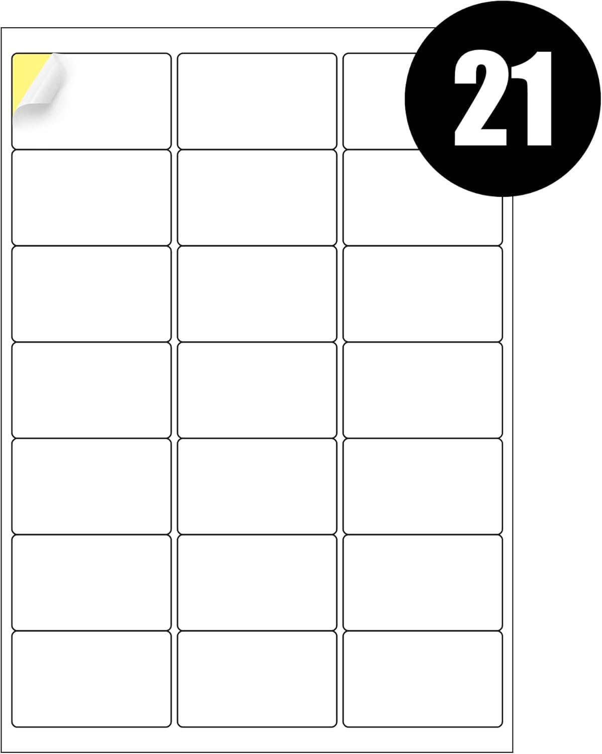 RFE 100 x Multipurpose A4 Label Sheets - 21 Labels Per Sheet (64 x 38mm Each) Self Adhesive-Easy Peel White Labels for Inkjet & Laser Printer-Address-Shipping-File-DIY Stickers-Printable Sticky Label